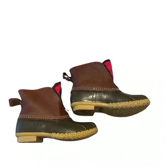 LL BEAN Woman’s Tan Bean Boots 7” Shaft Buffalo Check Fleece Lined Zip Front 7 - Picture 6 of 12